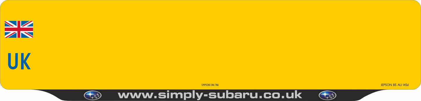 Car acrylic full wet lipped oblong: 520 x 125mm with UK Identifier (pre-printed)