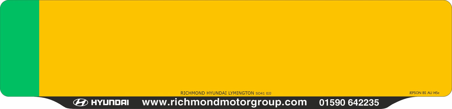 Car acrylic lipped oblong: 520 x 125mm with dry lip and green flash (pre-printed)