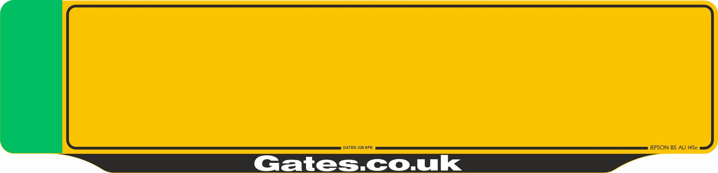Car acrylic full wet lipped oblong: 520 x 125mm with green flash (pre-printed)