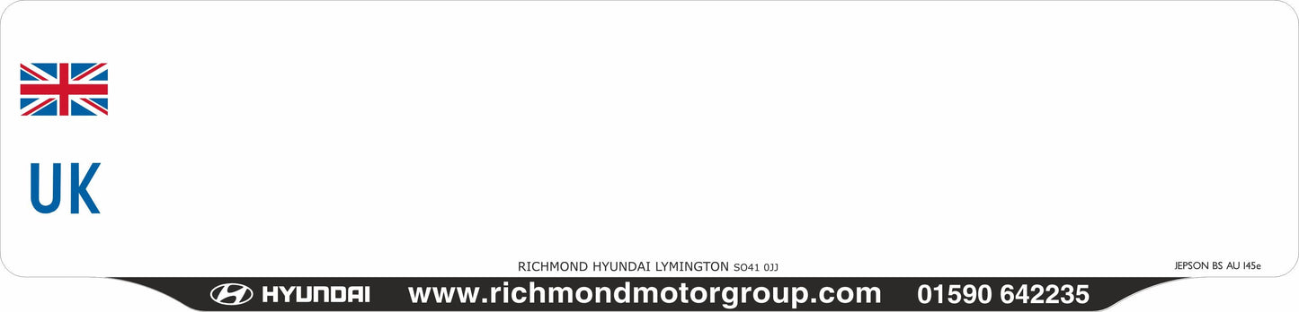 Car acrylic full wet lipped oblong: 520 x 125mm with UK Identifier (pre-printed)