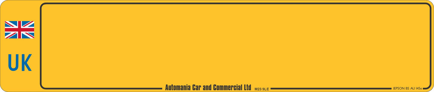 Car acrylic standard oblong: 520 x 111mm with UK Identifier (pre-printed)