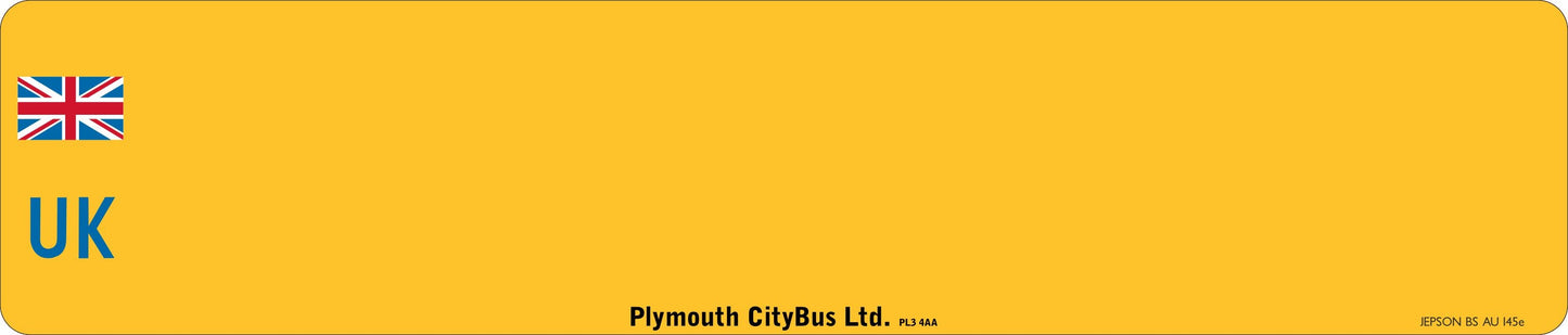 Car acrylic standard oblong: 520 x 111mm with UK Identifier (pre-printed)