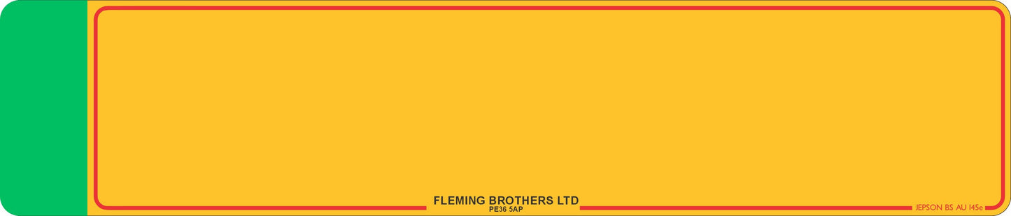 Car acrylic standard oblong: 520 x 111mm with Green Flash (pre-printed)