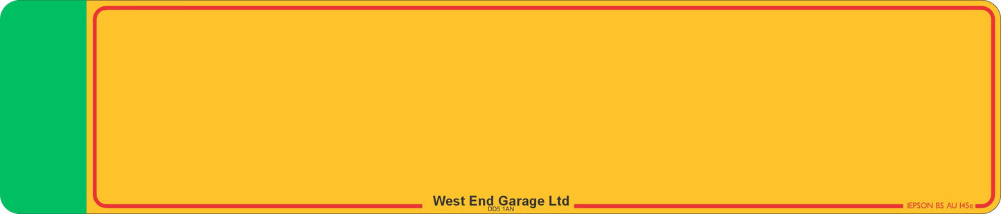 Car acrylic standard oblong: 520 x 111mm with Green Flash (pre-printed)