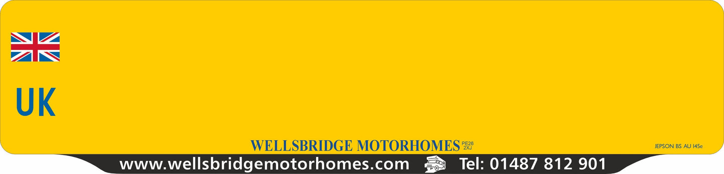 Car acrylic full wet lipped oblong: 520 x 125mm with UK Identifier (pre-printed)