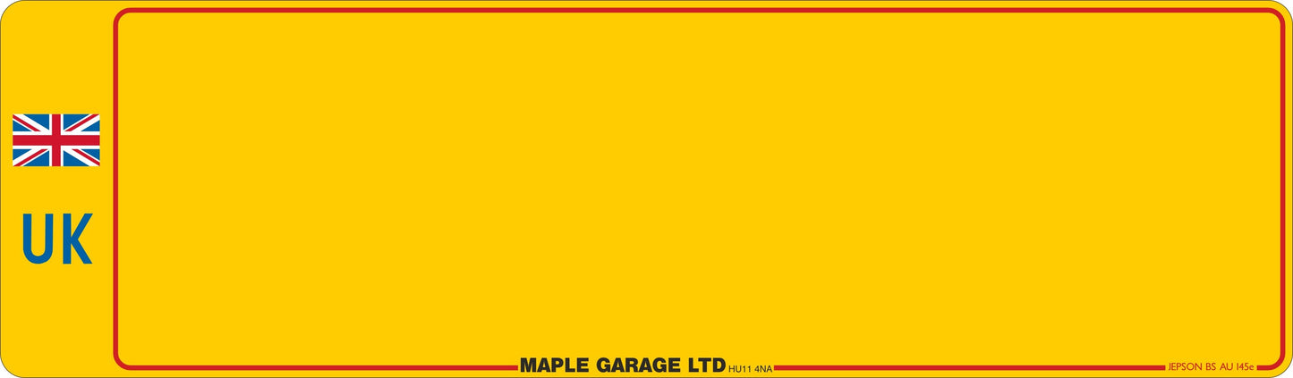 Oversize car acrylic: 520 x 152mm pre-printed with UK Identifier