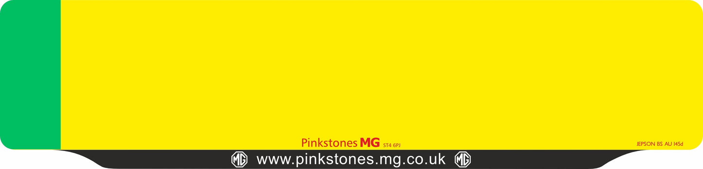 Car acrylic full wet lipped oblong: 520 x 125mm with green flash (pre-printed)