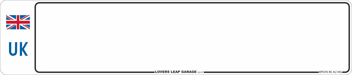 Car acrylic standard oblong: 520 x 111mm with UK Identifier (pre-printed)