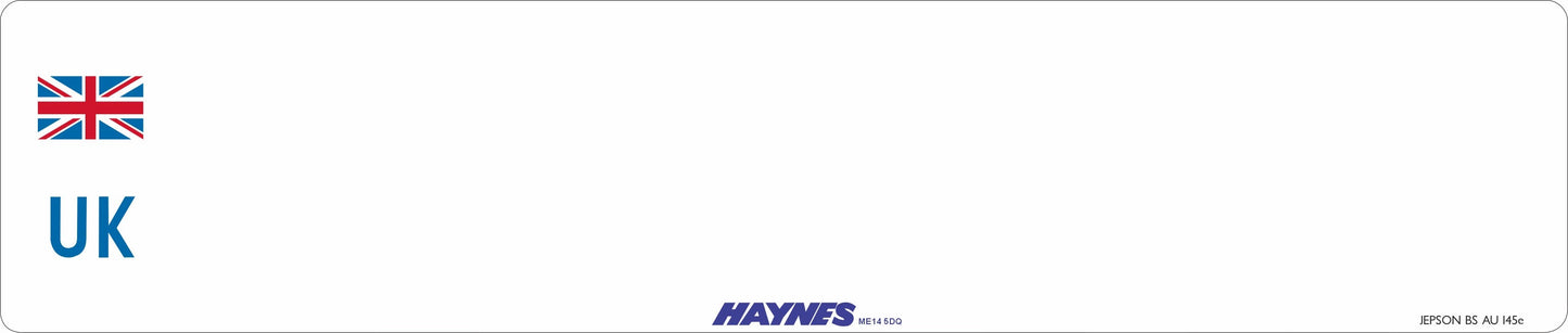 Car acrylic standard oblong: 520 x 111mm with UK Identifier (pre-printed)