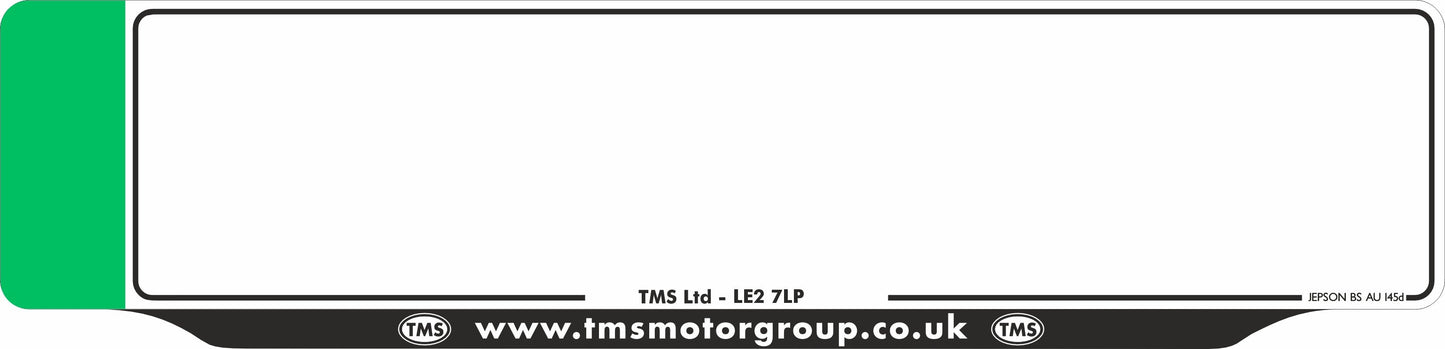 Car acrylic full wet lipped oblong: 520 x 125mm with green flash (pre-printed)