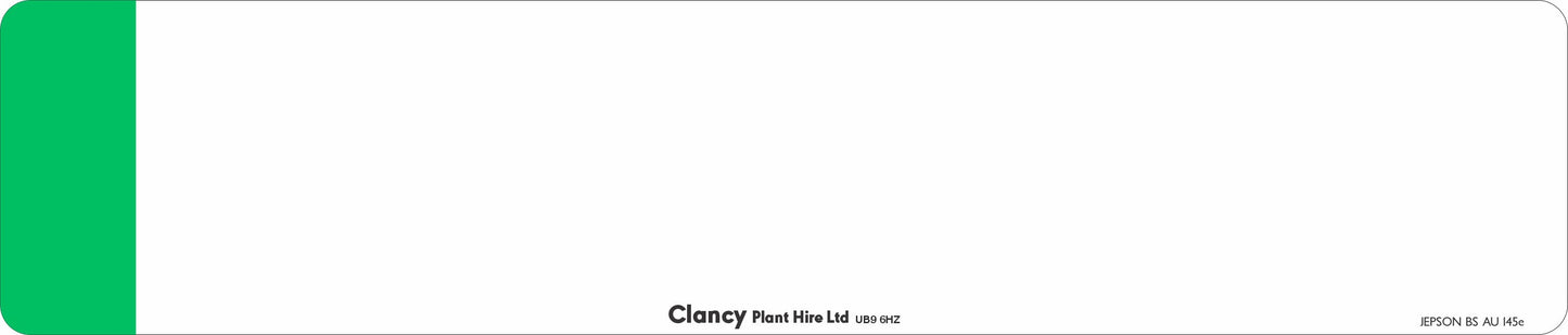 Car acrylic standard oblong: 520 x 111mm with Green Flash (pre-printed)