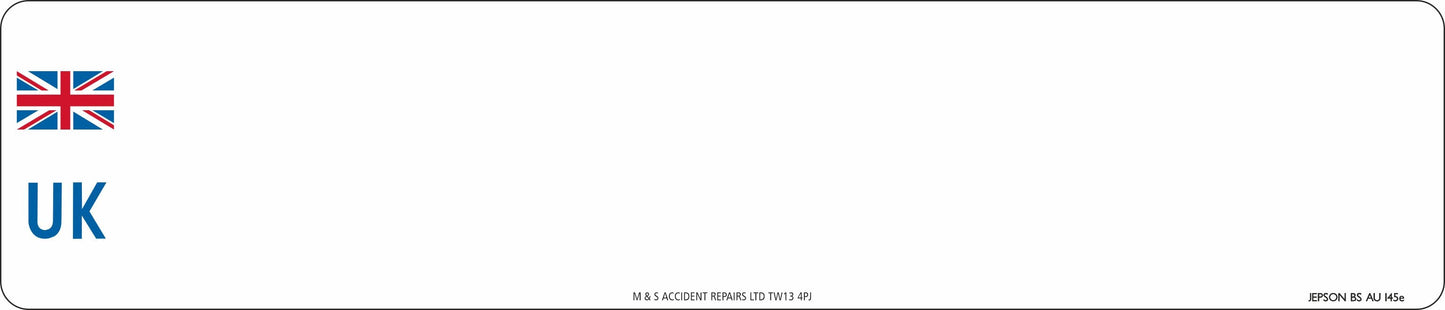 Car acrylic standard oblong: 520 x 111mm with UK Identifier (pre-printed)