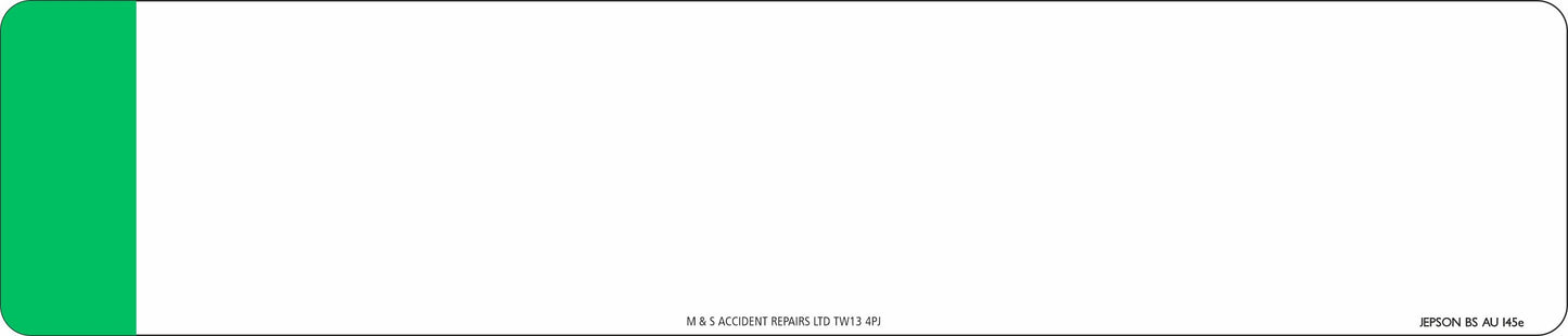 Car acrylic standard oblong: 520 x 111mm with Green Flash (pre-printed)