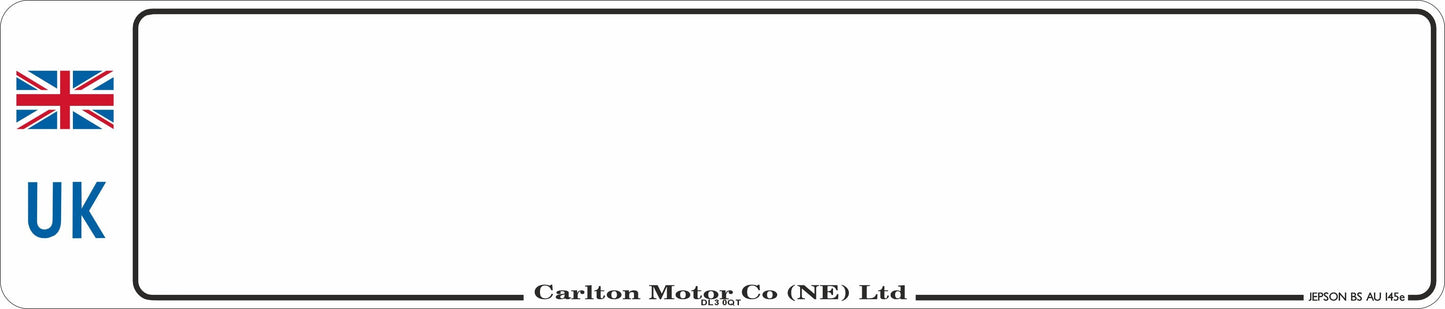 Car acrylic standard oblong: 520 x 111mm with UK Identifier (pre-printed)