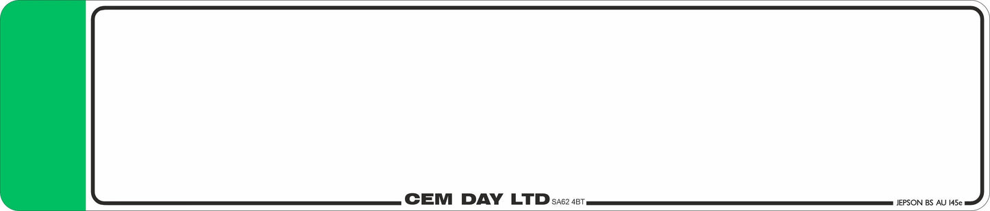 Made-up car standard oblong front plate: 520 x 111mm with green flash