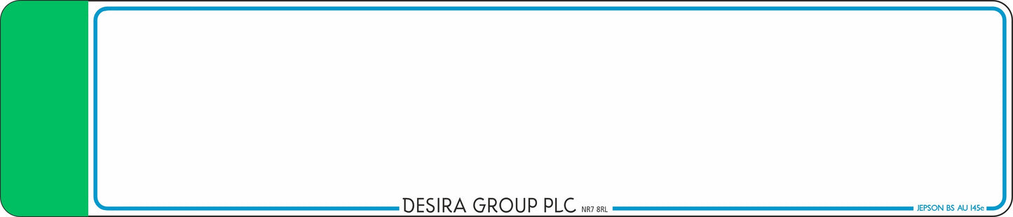 Car acrylic standard oblong: 520 x 111mm with Green Flash (pre-printed)