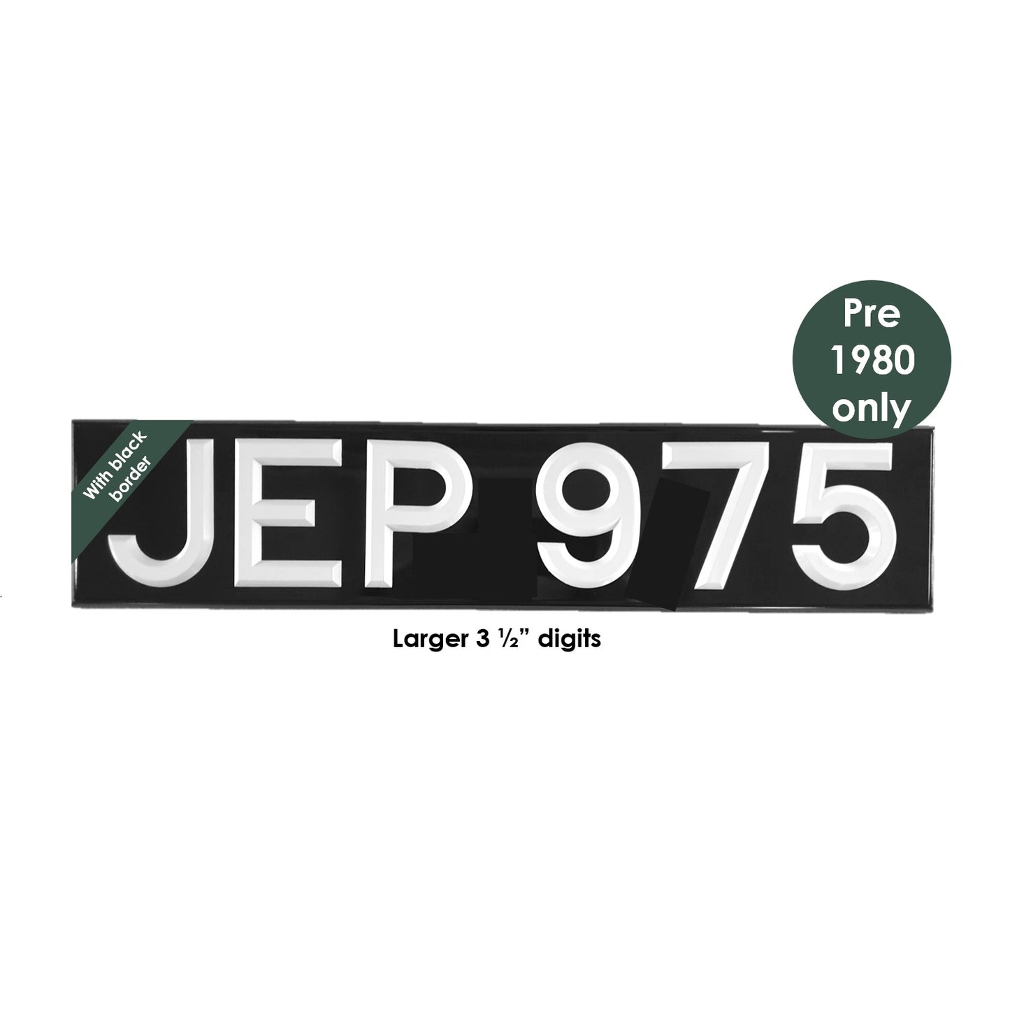 Oblong 20 1/2 x 4 1/2" with 3 1/2" white peak digits and black bevel