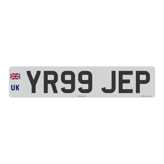 Made-up car standard oblong front plate: 520 x 111mm with UK Identifier