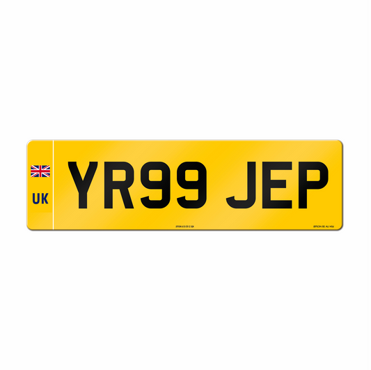 Made-up oversize car rear plate: 533 x 152mm with UK Identifier