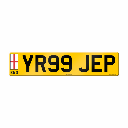 Made-up car standard oblong rear plate: 520 x 111mm with ENG flag