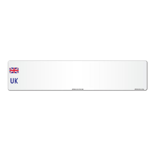 Car acrylic standard oblong: 520 x 111mm with UK Identifier (pre-printed)
