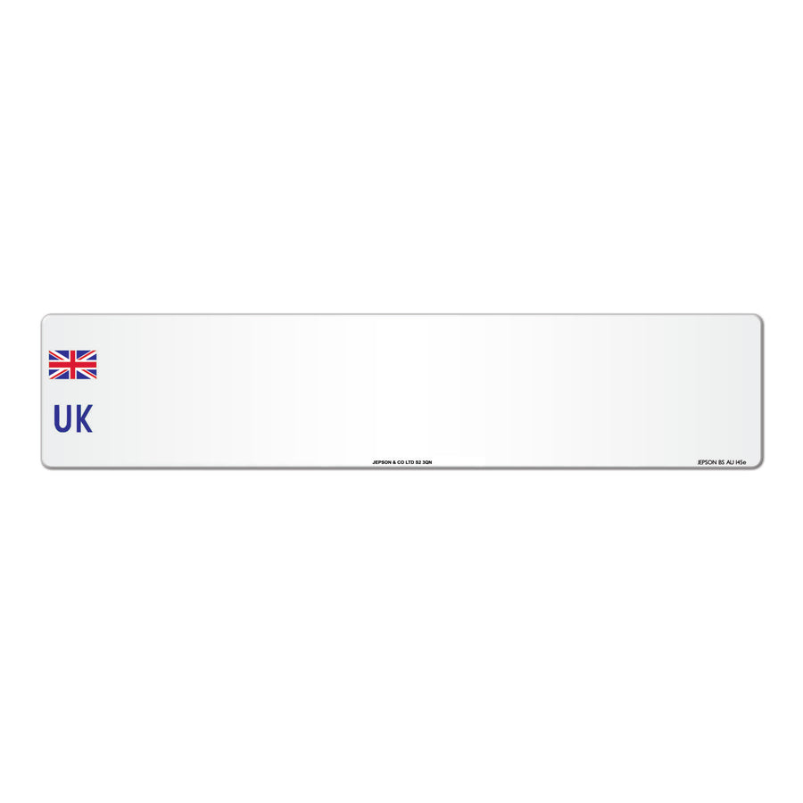 Car acrylic standard oblong: 520 x 111mm with UK Identifier (pre-printed)