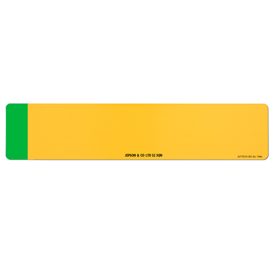 Car standard oblong Nikkalite™ yellow reflective: 520 x 111mm with green flash (pre-printed)