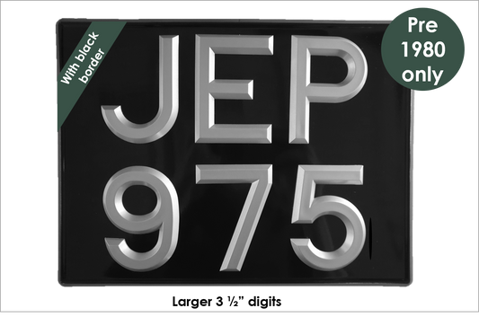 Square 11 3/4 x 8 3/4" with 3 1/2" silver peak digits and black bevel