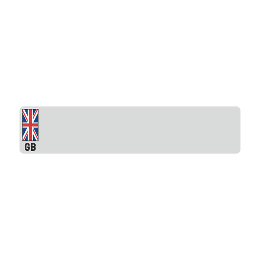 Car standard oblong Nikkalite™ white reflective: 520 x 111mm with UJ flag