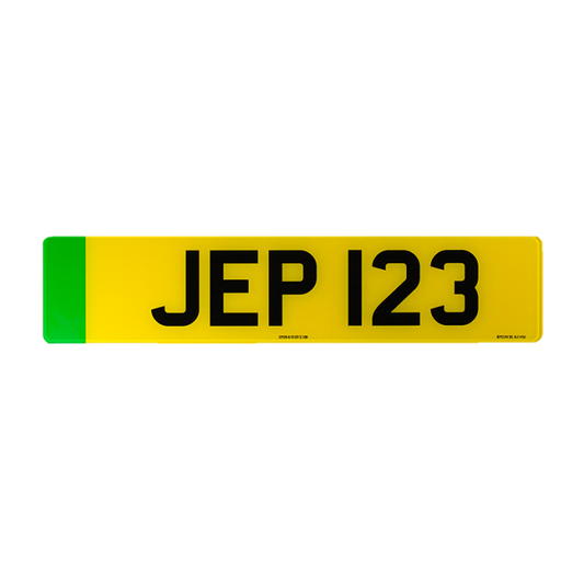 Made-up car standard oblong rear plate: 520 x 111mm with green flash