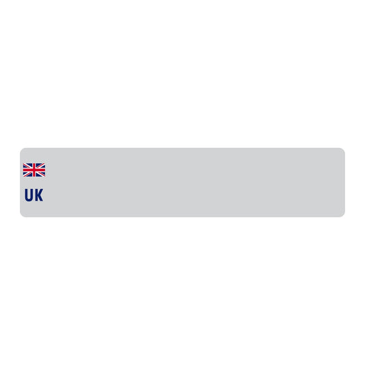 Car standard oblong Nikkalite™ white reflective: 520 x 111mm with UK Identifier