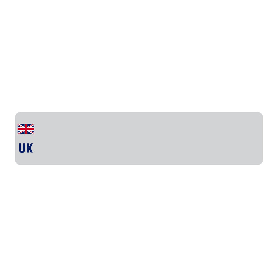 Car standard oblong Nikkalite™ white reflective: 520 x 111mm with UK Identifier