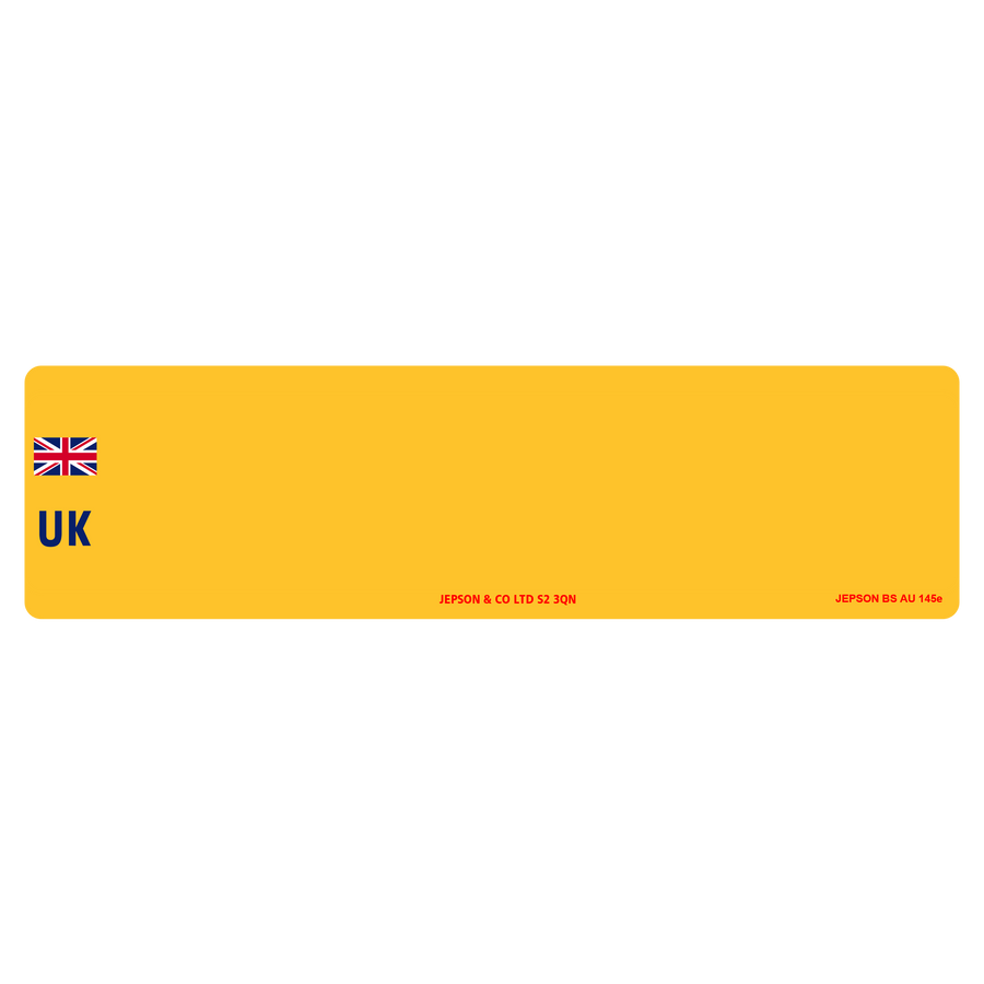 Oversize Car Nikkalite™ Yellow Reflective: 533 x 152mm With UK Identifier (pre-printed)
