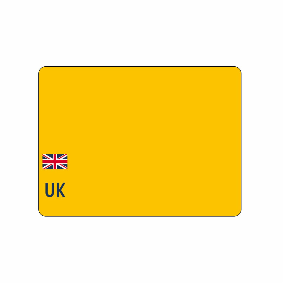 Motorcycle Nikkalite™ Yellow Reflective: 237 x 178mm with UK Identifier