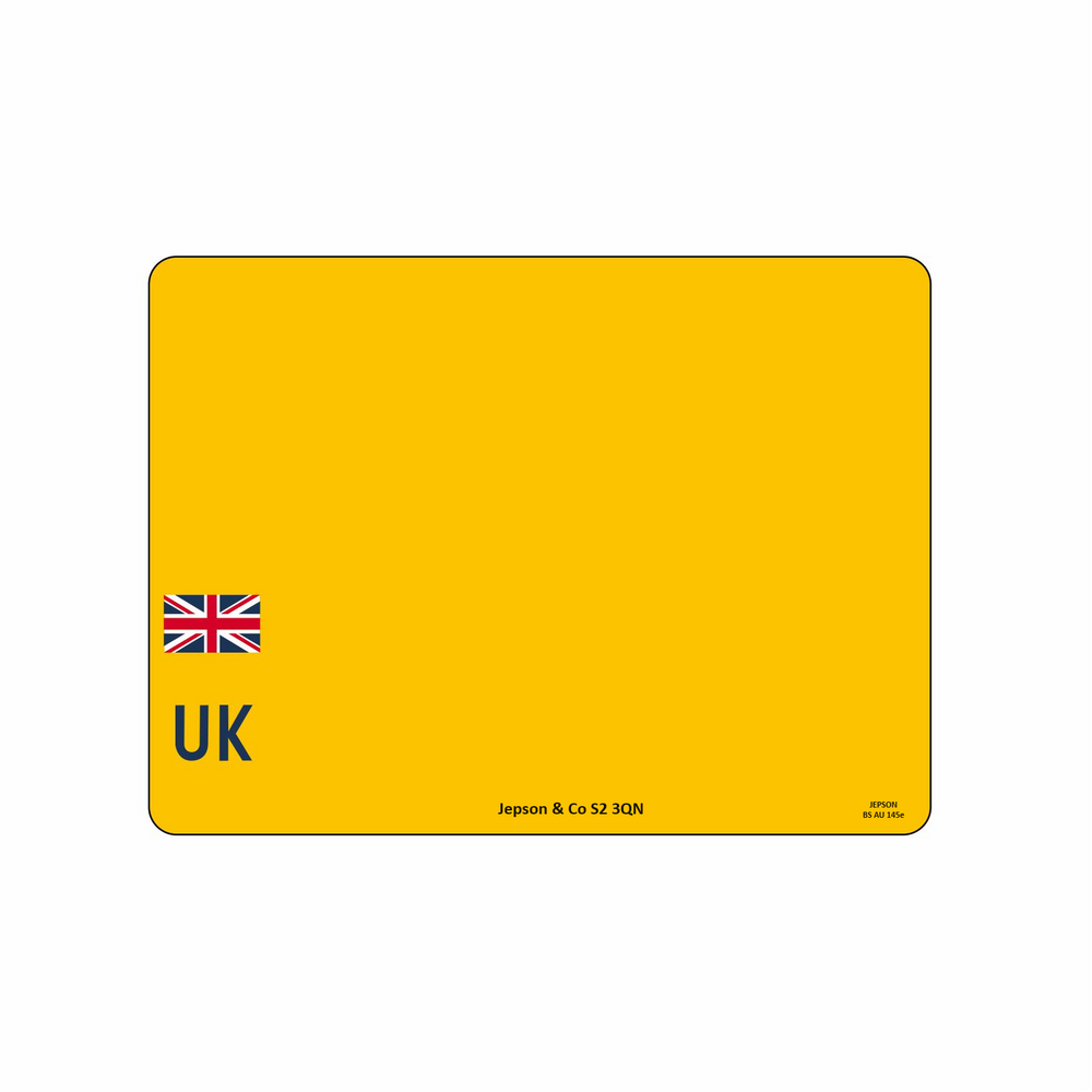 Motorcycle Nikkalite™ Yellow Reflective: 237 x 178mm with UK Identifier (pre-printed)