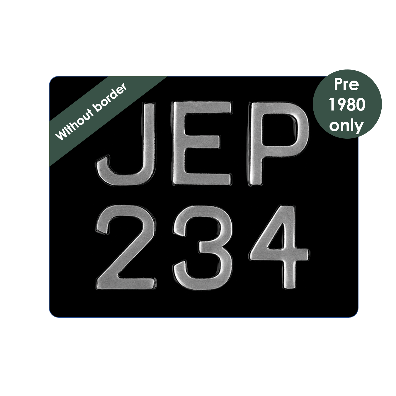Embossed 9 x 7" with 2 1/2" digits (up to 6 digits)