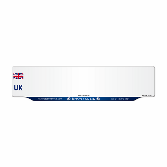 Car acrylic full wet lipped oblong: 520 x 125mm with UK Identifier (pre-printed)