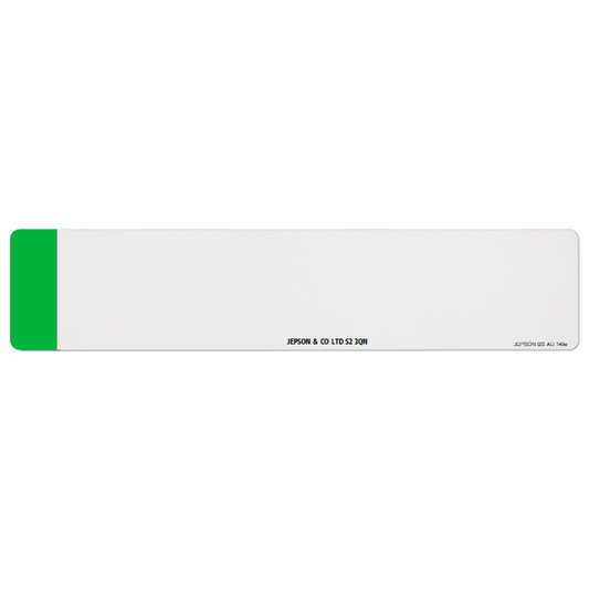 Car standard oblong Nikkalite™ white reflective: 520 x 111mm with green flash (pre-printed)