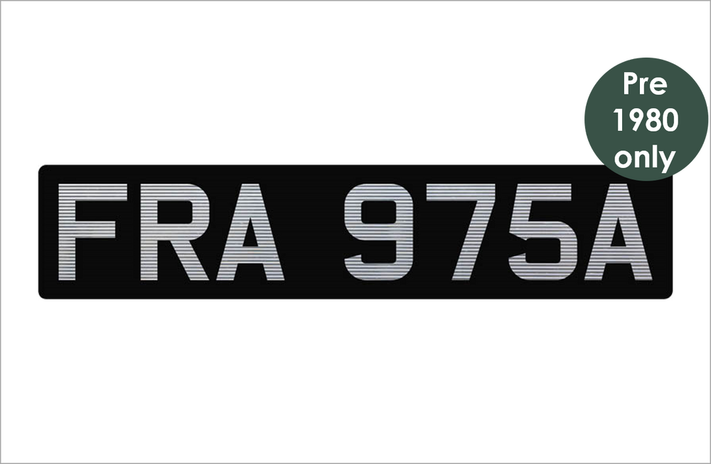 Ribbed acrylic: black oblong with silver 3 1/8" digits