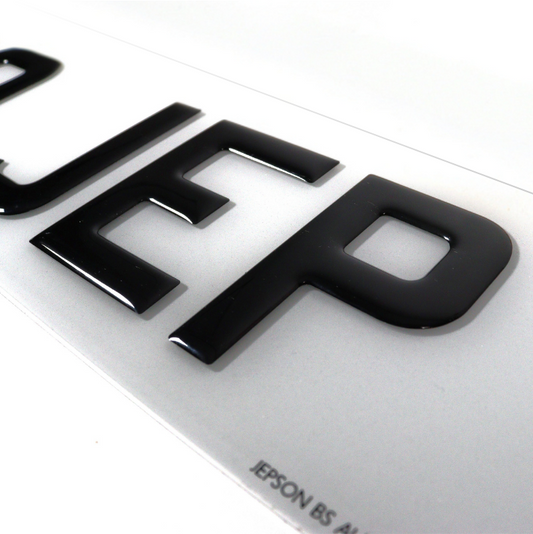 Made-up car standard oblong front plate: 520 x 111mm with gel digits