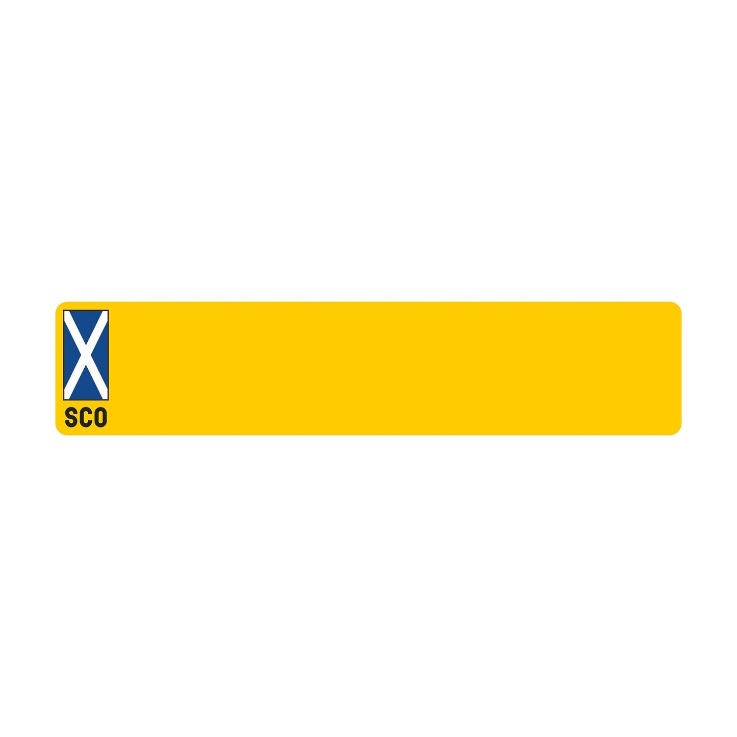 Car standard oblong Nikkalite™ yellow reflective: 520 x 111mm with SCO flag