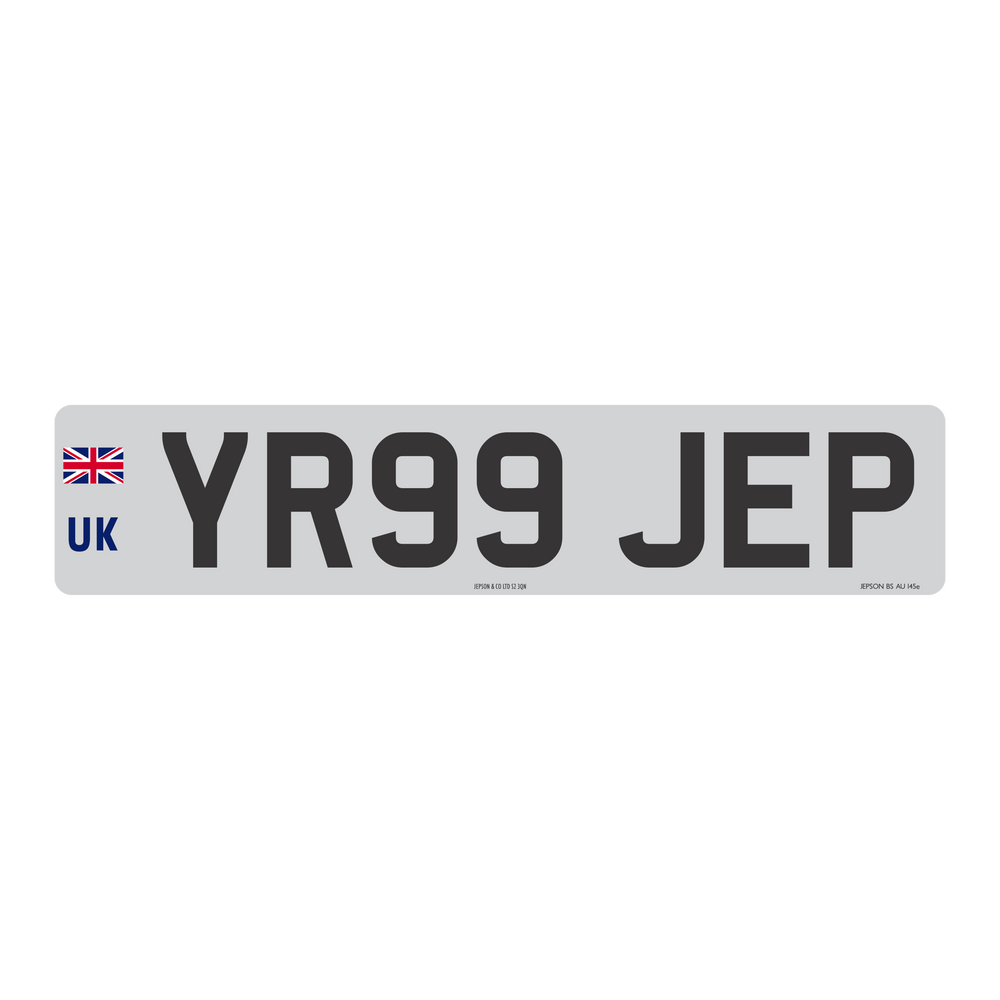 Made-up car standard oblong front plate: 520 x 111mm with 3D Digits and UK Identifier