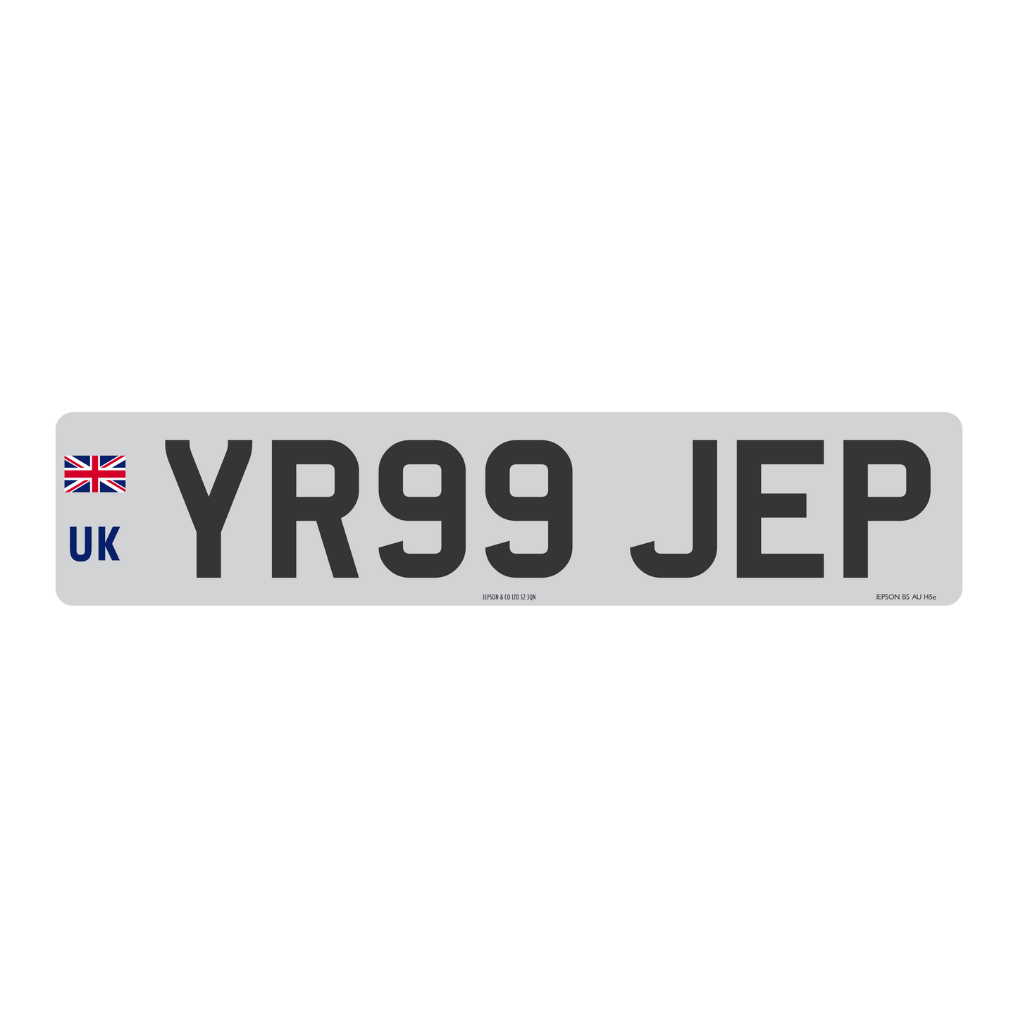 Made-up car standard oblong front plate: 520 x 111mm with 3D Digits and UK Identifier