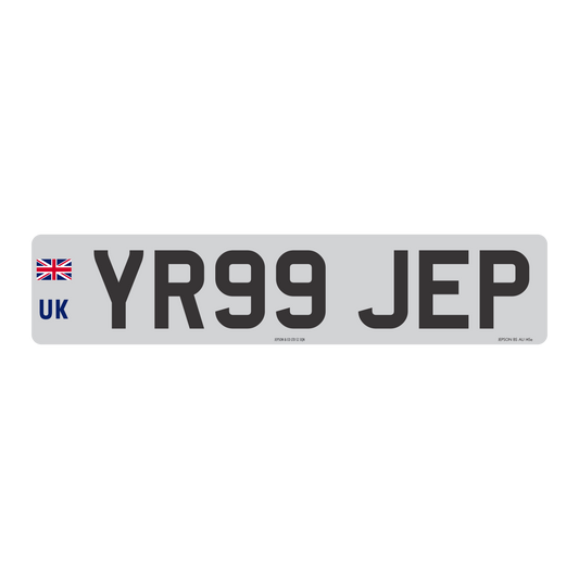 Made-up car standard oblong front plate: 520 x 111mm with 3D Digits and UK Identifier