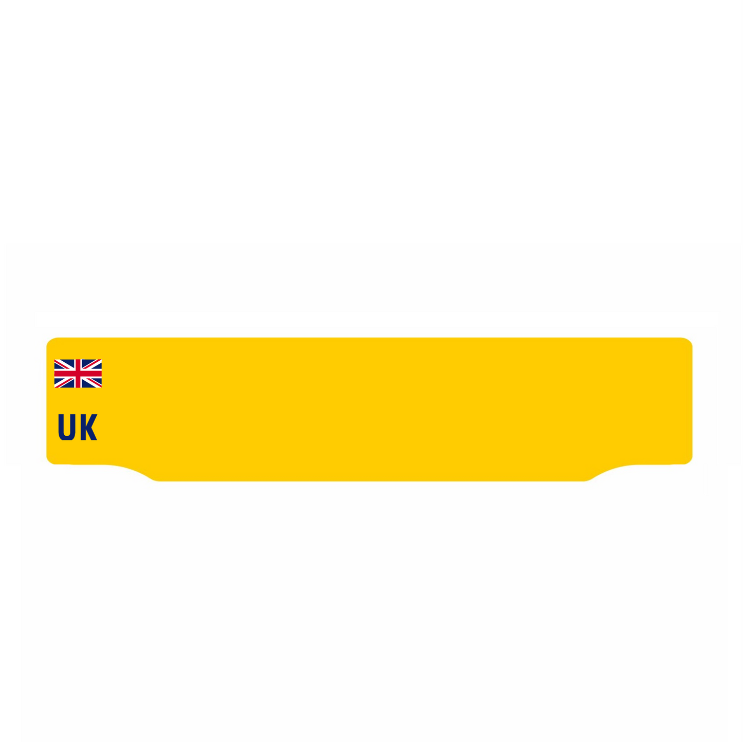Car lipped oblong Nikkalite™ yellow reflective: 520 x 125mm with UK Identifier