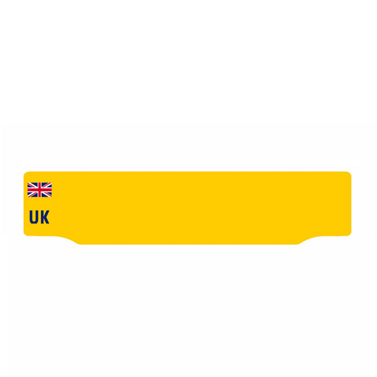 Car lipped oblong Nikkalite™ yellow reflective: 520 x 125mm with UK Identifier
