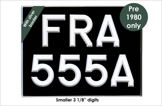 Square 11 3/4 x 8 3/4" with 3 1/8" white peak digits and silver bevel