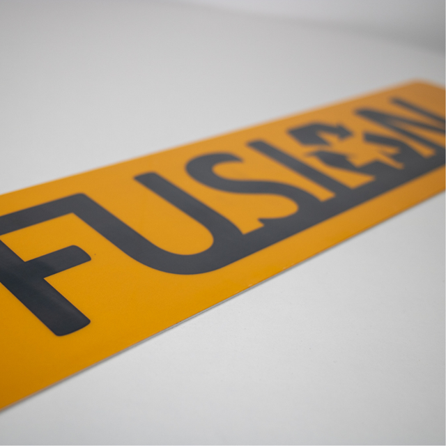 Fusion car standard oblong yellow aluminium backing: 520 x 111mm
