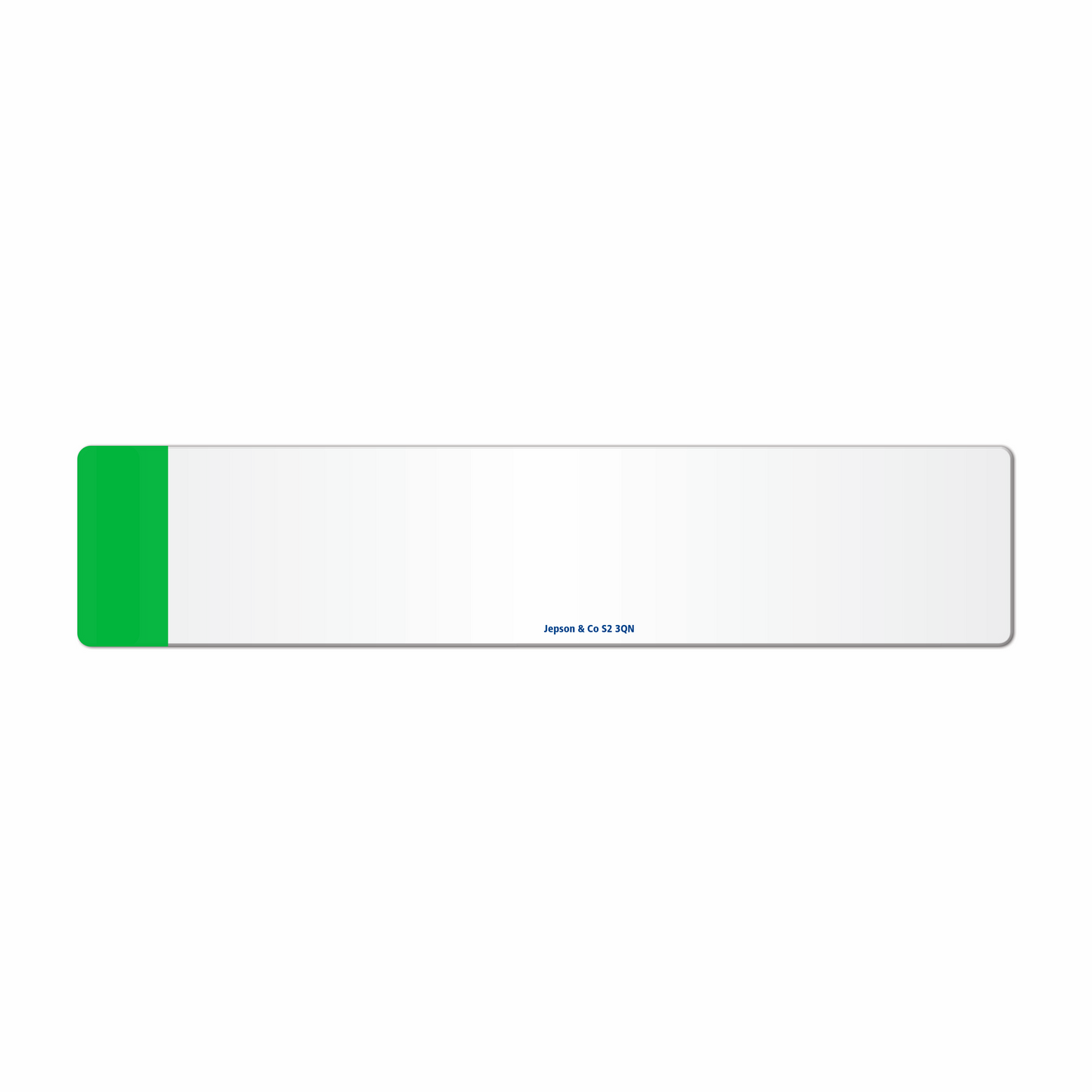 Car acrylic lipped oblong: 520 x 125mm with dry lip and green flash (pre-printed)