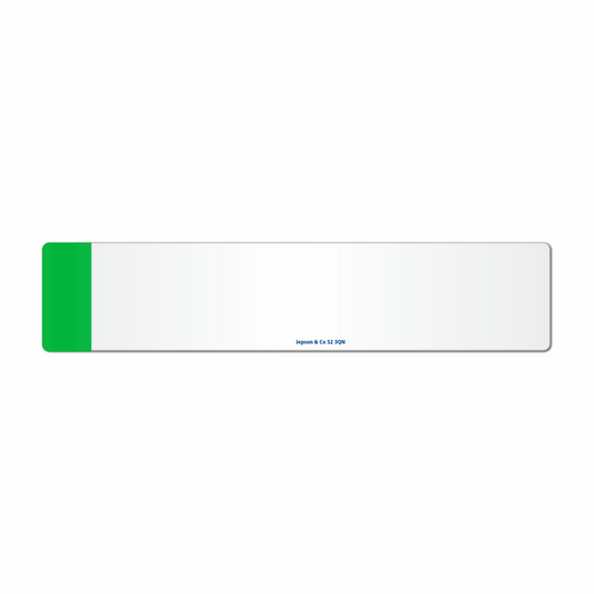 Car acrylic lipped oblong: 520 x 125mm with dry lip and green flash (pre-printed)